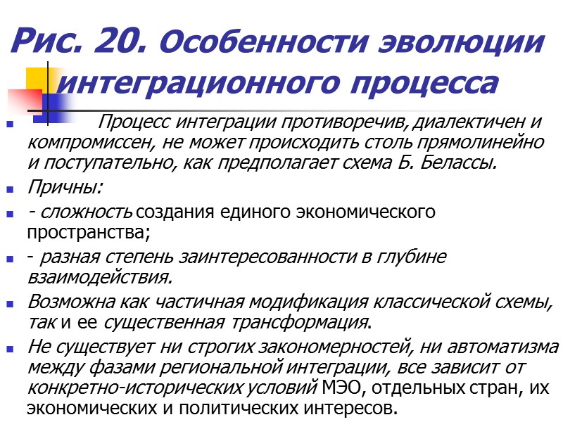 Рис. 20. Особенности эволюции интеграционного процесса        